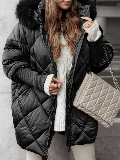 Vivienne - Diamond-Patterned Winter Hooded