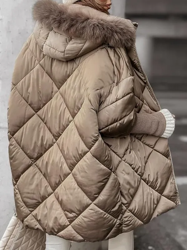 Vivienne - Diamond-Patterned Winter Hooded