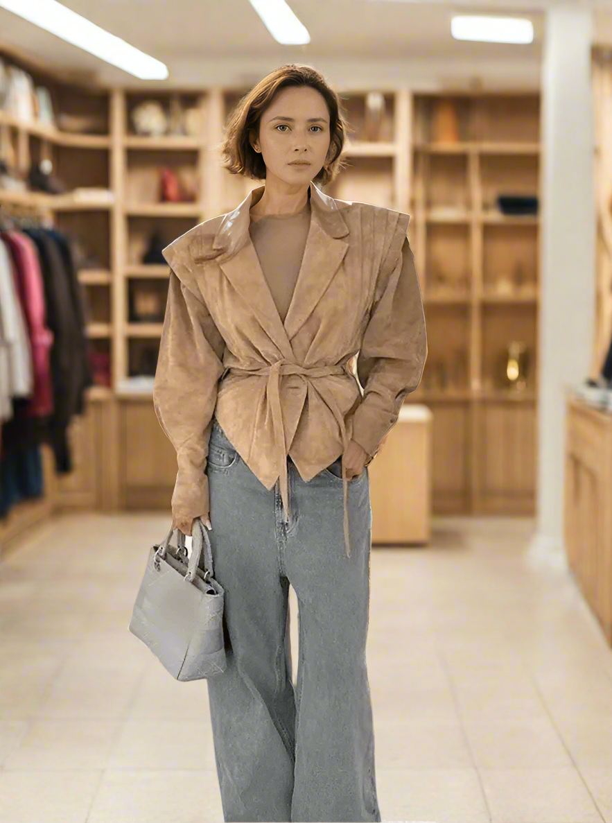 MARIA | CHIC SUEDE JACKET WITH BELT