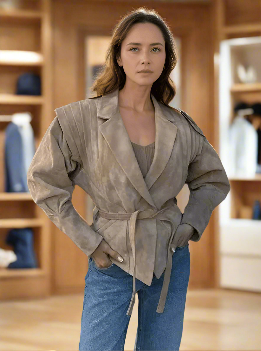 MARIA | CHIC SUEDE JACKET WITH BELT