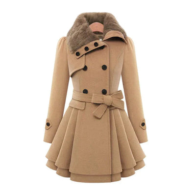 Geneva | Stylish Trench Coat with Faux Fur Accents