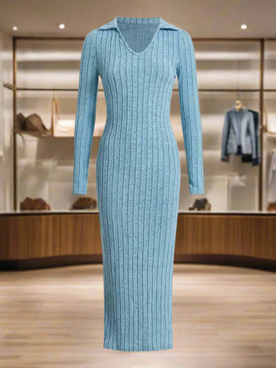 PHOBE | V-NECK KNITTED DRESS