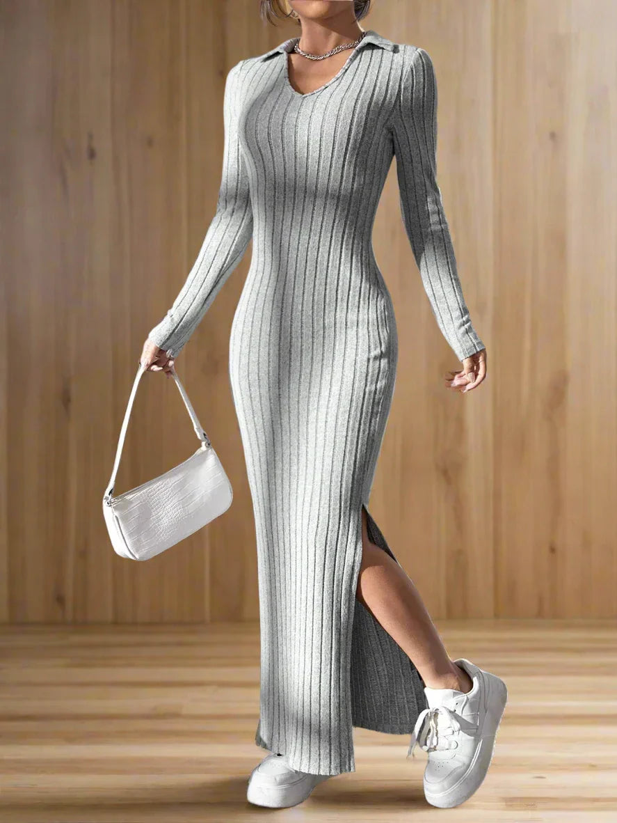 PHOBE | V-NECK KNITTED DRESS