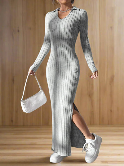 PHOBE | V-NECK KNITTED DRESS