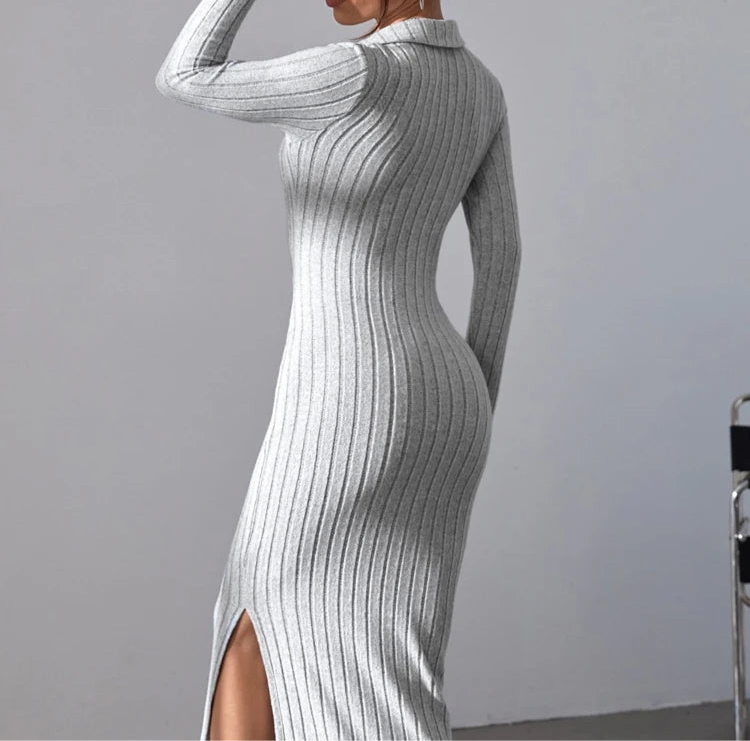 PHOBE | V-NECK KNITTED DRESS