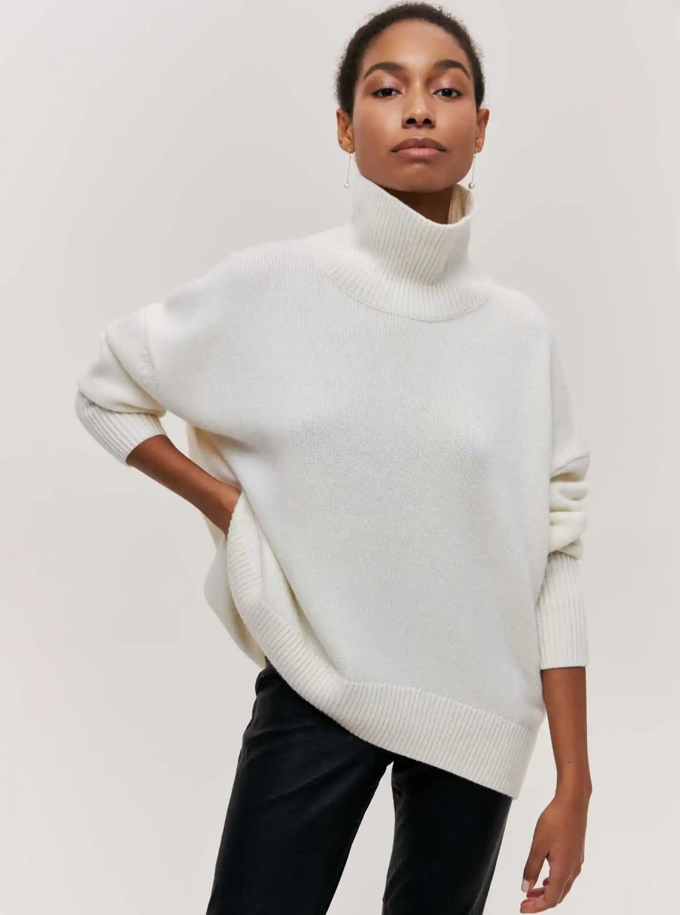 Avery™ - Relaxed Turtleneck Knit Sweater