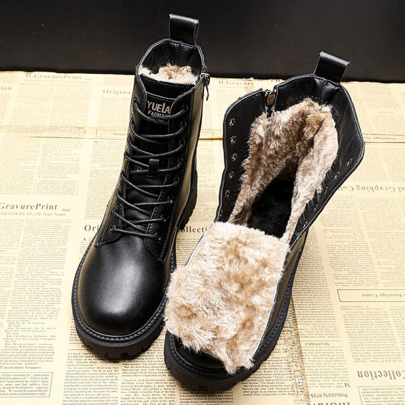 Olivia™ | Black Leather Winter Boots