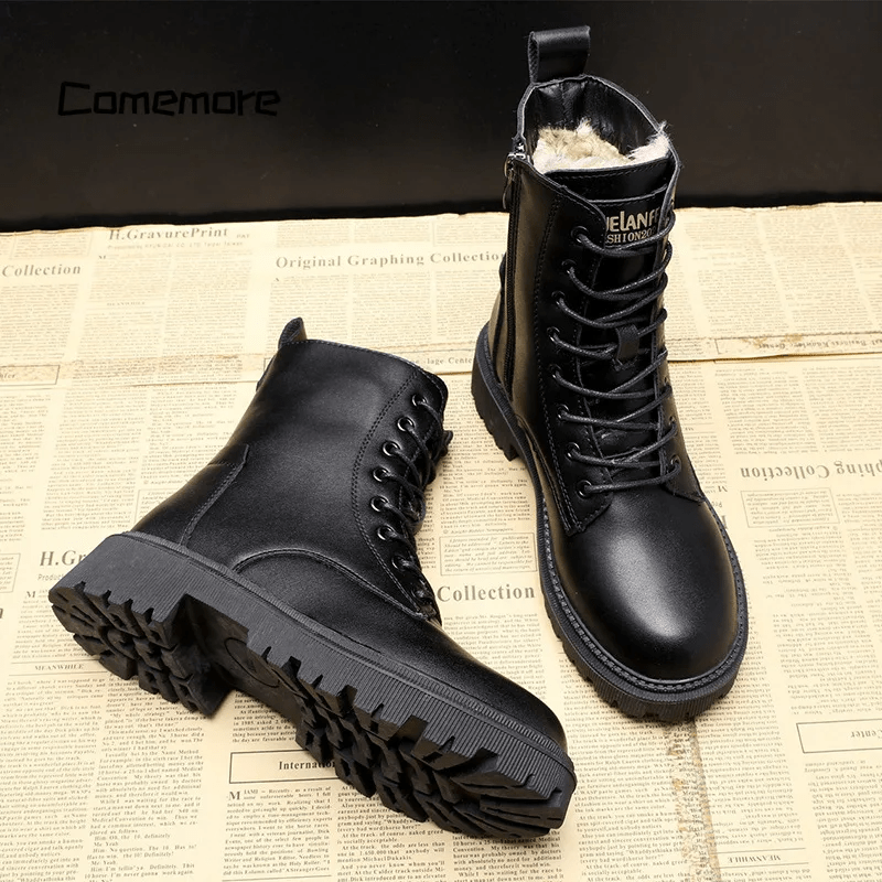 Olivia™ | Black Leather Winter Boots