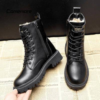 Olivia™ | Black Leather Winter Boots