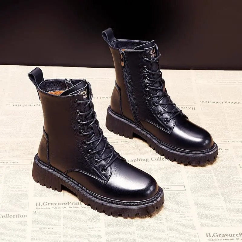 Olivia™ | Black Leather Winter Boots