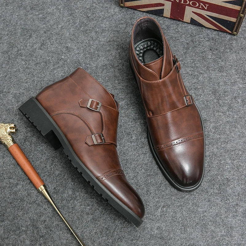 Darell | Double Monk Strap Leather Boots